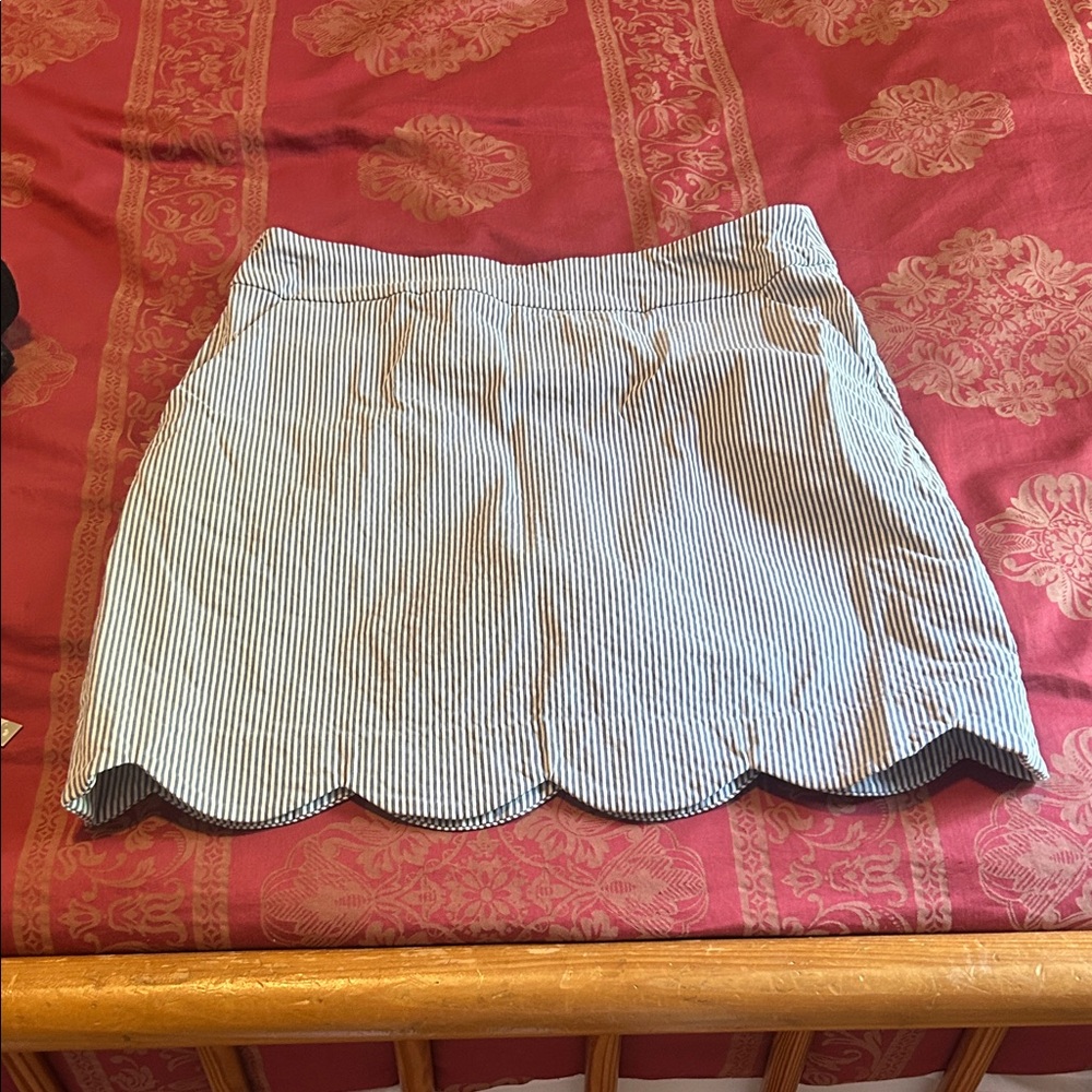 Tribal Blue and White Striped Mini Skort
